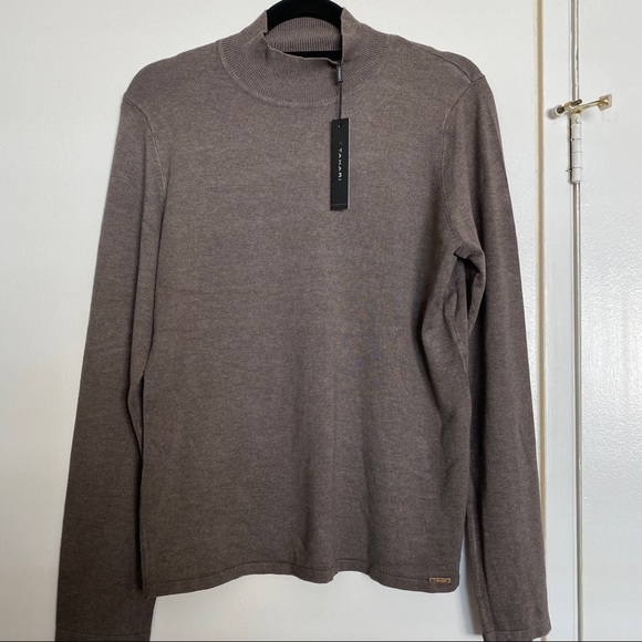 T Tahari Mock Neck Long Sleeve Sweater 
